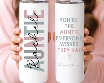 Personalized Auntie Tumbler, Gift for Aunt, Custom Aunt Name Cup, Auntie Christmas Gift, Gift For Aunt From Niece/Nephew