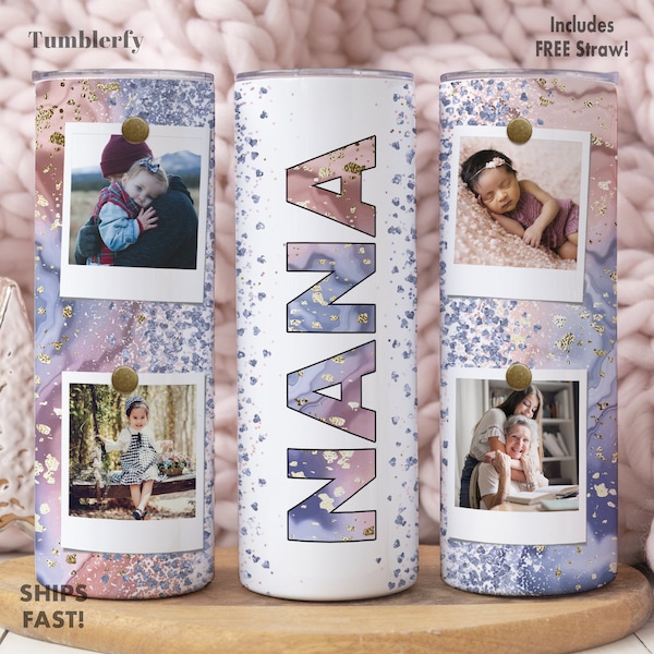 Nana Tumbler With Pictures, Nana Gift, Nana Tumbler Cup, Nana Cup Personalized, Nana Mother's Day Gift, Nana Cup With Straw