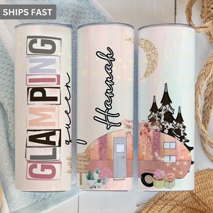Glamping Queen Tumbler Personalized, Glamping Gifts, Glamping Cup With Lid and Straw, Glamping Tumbler, Glamping Gifts For Women
