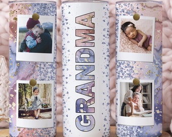 Grandma Tumbler With Pictures, Grandma Gift, Grandma Tumbler Cup, Grandma Mother&#39;s Day Gift, Grandma Birthday Gift, Gift For Grandma
