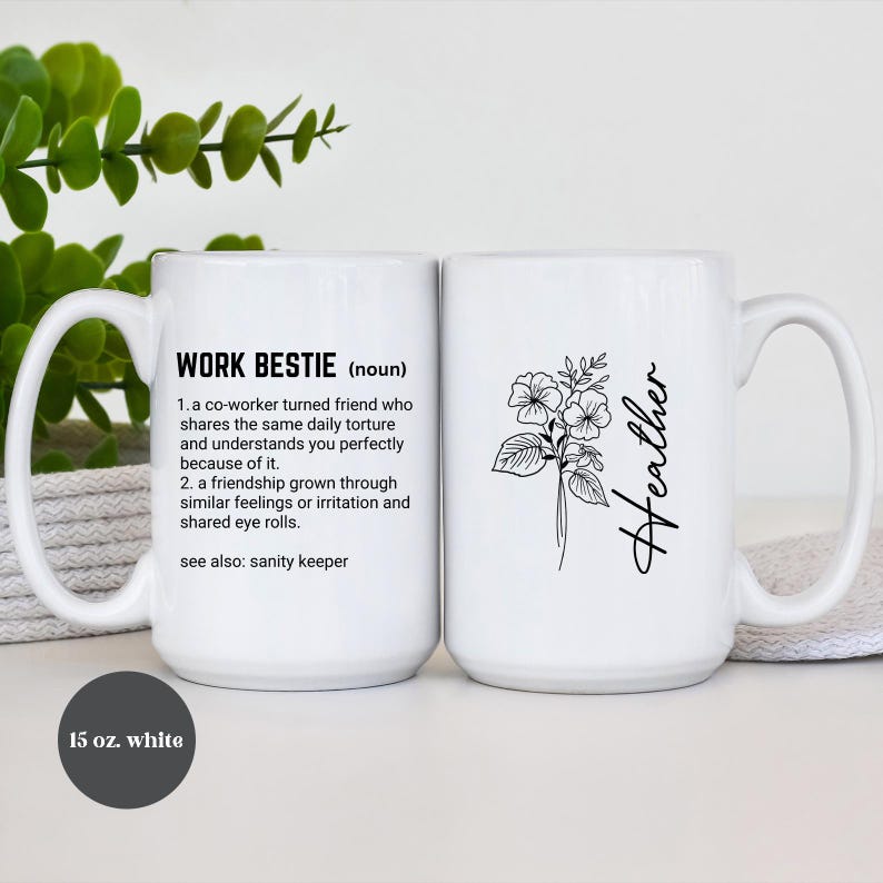 Taza de café para mejor amiga del trabajo, regalo para mejor amiga del trabajo, regalo de apoyo emocional para compañeros de trabajo, taza para mejor amiga del trabajo, regalo de compañero de trabajo a amigo (TM-EHDNE98) imagen 7