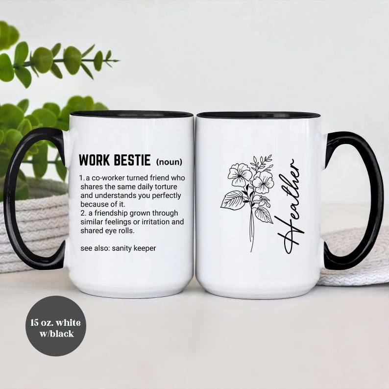 Taza de café para mejor amiga del trabajo, regalo para mejor amiga del trabajo, regalo de apoyo emocional para compañeros de trabajo, taza para mejor amiga del trabajo, regalo de compañero de trabajo a amigo (TM-EHDNE98) imagen 5