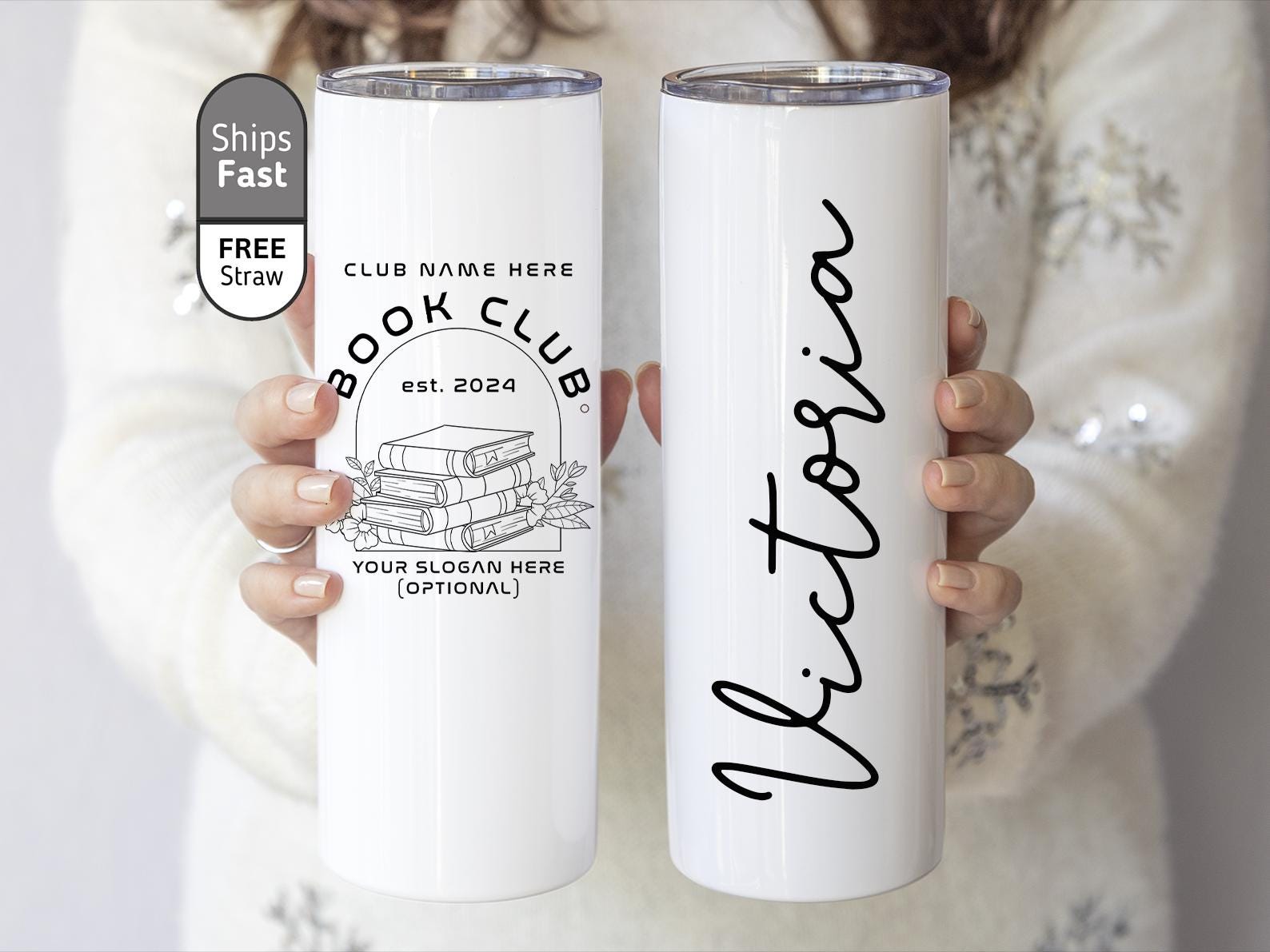 Book Club Tumbler Personalized, Book Lover Gift, Bookworm Coffee Cup, Gift For Book Readers, Bookish Tumbler With Lid and Straw (TM-LH38)