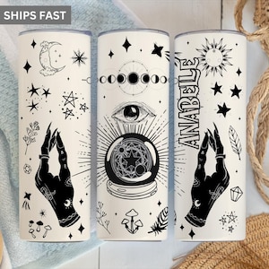 Magic Witch Hands Tumbler Personalized, Witchy Gifts For Women, Witch Tumbler With Lid And Straw, Sun And Moon Tumbler, Spiritual Tumbler