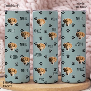 Custom Pet Photo Tumbler | Gift For Pet Owner | Dog Face Tumbler | Gift For Dog Lovers | Personalized Pet Tumbler, Dog Photo Cup