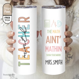 Personalized Math Teacher Tumbler: Stainless Steel Coffee Cup