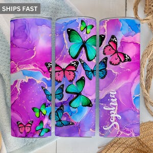 Butterfly Tumbler Personalized, Butterfly Gifts, Butterfly Tumbler Cup, Butterfly Gift For Women, Butterfly Tumbler Cup With Straw