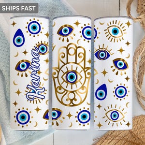 Evil Eye Tumbler Personalized, Spiritual Gifts For Women, Evil Eye Tumbler With Lid And Straw, Spiritual Tumbler Cup, Custom Evil Eye Cup
