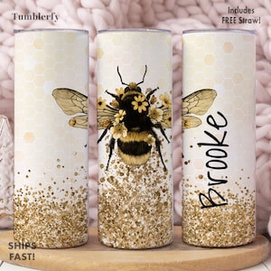 Bee Tumbler Personalized, Bee Tumbler With Straw, Bee Gifts For Women, Bee Cup For Women, Bee Lover Gift, Bee Tumbler Cup