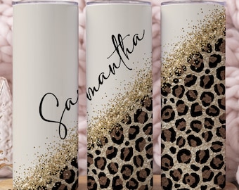 Name Tumbler Leopard Print, Cheetah Tumbler With Straw, Name Tumbler Cup Personalized, Tumbler With Name, Personalized Tumbler Cup