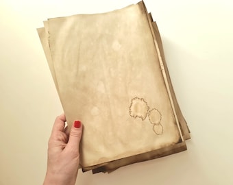 Handantikiertes Papier, Kaffeegefärbter Karton, Vintage-Stil