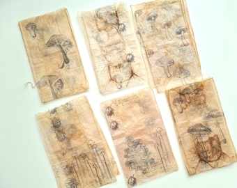 Pilz Ephemera, recyceltes Papier aus Teebeuteln, Junk Journal, Collage (10 Beutel)