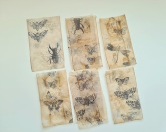 Teebeutel Insekt Ephemera für Junk Journal Scrapbook, Decoupage, Mix Media Künstler Lieferungen