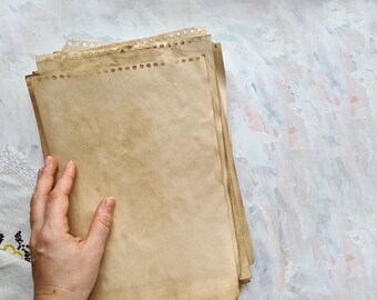 Handantikiertes gealtertes Papier, kaffeefarbener, perforierter Karton (50 Blatt)