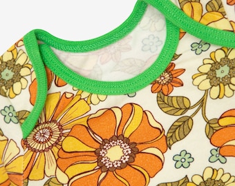 LONG SLEEVE BODYSUIT | Sustainable Cotton Retro Floral Cute Onesie | Baby Shower Gift | Newborn Boy Girl Outfit | Colorful Cutie Design