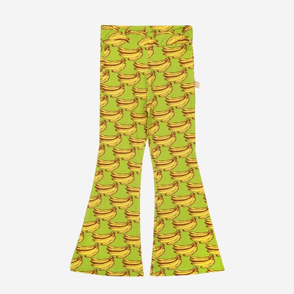 BELL BOTTOM PANTS | Girl Flared Leggings | Sustainable Cotton Cute Onesie | Stretchy Silky | Girl Outfit | Colorful Design | Jogger | Banana