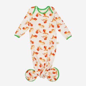 KNOTTED BABY GOWN | Handmade | Newborn Infant Baby Gown Long Sleeve One Piece | Floral Knotted Baby Gown | Baby Shower Gift | Cute Layette