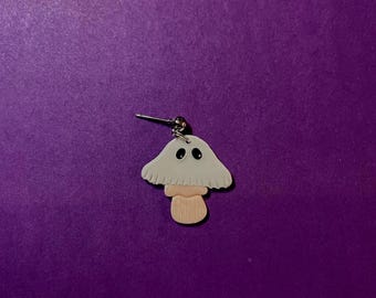 Brincos de fantasma de cogumelo que brilham no escuro: pingentes de Halloween feitos à mão em argila de polímero