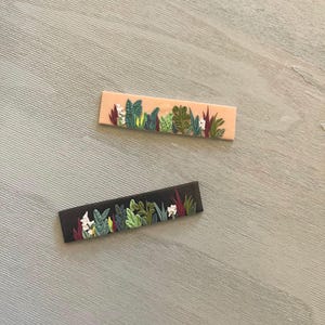 handcrafted polymer clay hair barrettes - assorted foliage - floral hair clips