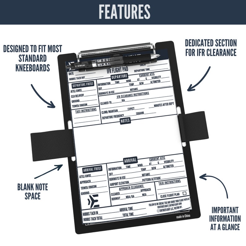 NEW Entireflight IFR Flight Notepad for Pilot Kneeboard 3 Pack, Pilot