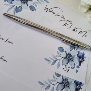 Libro degli ospiti - biglietti degli ospiti - Auguri per il nuovo signor e la nuova signora - alternativa al libro degli ospiti - floreale blu