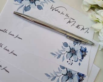 Guest book - guest cards - Wishes for the New Mr & Mrs - guestbook alternative - blue floral