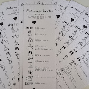 Cartes à l'ordre du jour, itinéraire d'enterrement de vie de jeune fille, week-end de enterrement de vie de jeune fille, papeterie de mariage, ordre des événements, détail personnalisé, fabriqué 4 souvenirs par sarah