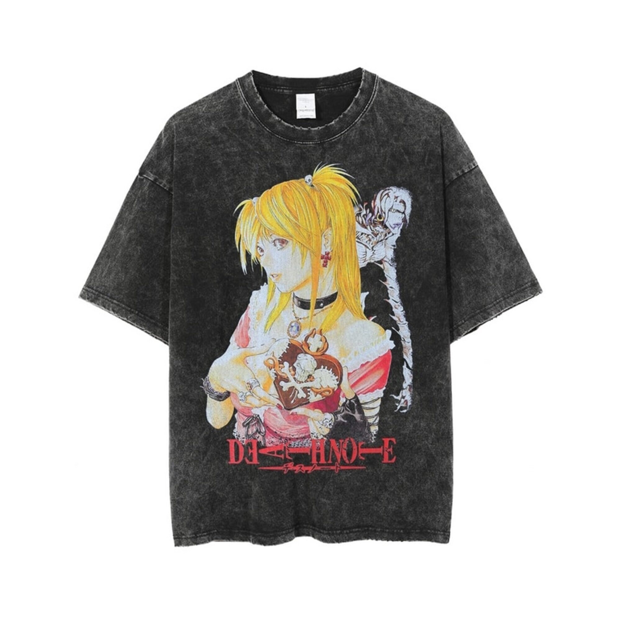 Discover 2022 Unisex Washed TShirt Anime Japanese Death Manga Note T-shirt Hip Hop Streetwear