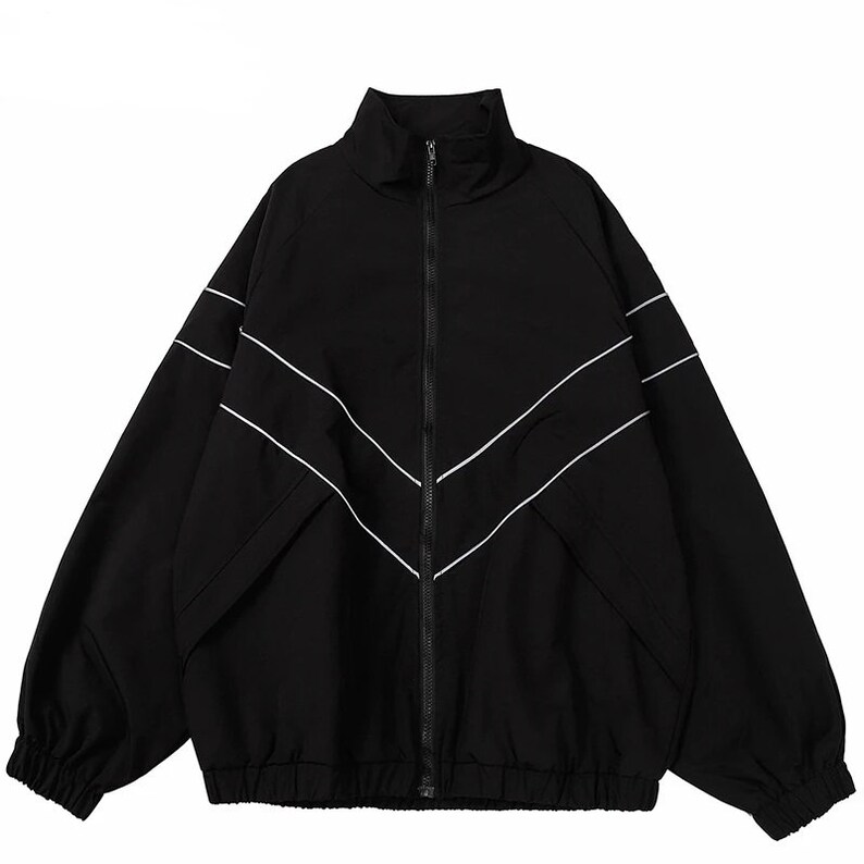 Harajuku Jacket Hip Hop Streetwear Reflective Striped Jacket - Etsy