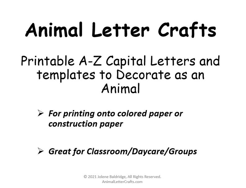 A-Z Animal Alphabet Letter Crafts for Classroom Print on Color Phonics ...