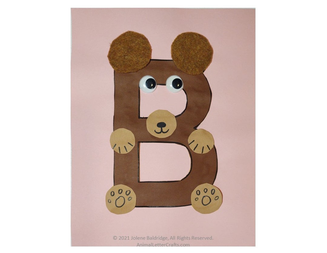 Letter B Bear Animal Letter Craft Printable Phonics and Fine Motor Preschool and Kindergarten Activity Cut and Paste Alphabet Craft - Etsy