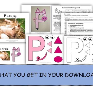 Letter P Pig Printable - Color in or Print in Color - Cut and Paste - Alphabet Craft - Phonics ...