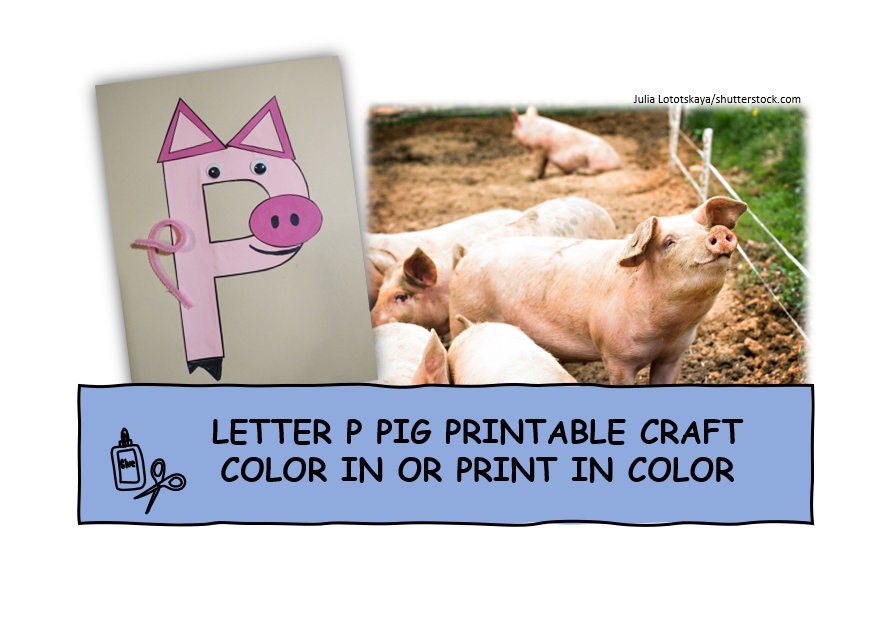 37 Adorable Pig Crafts for Kids On a Rainy Day 2 Letter P Pig Craft Printable: Alphabet Fine Motor Activity (Digital…