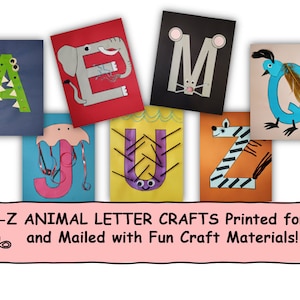 Manualidades del alfabeto de animales con letras mayúsculas de la A a la Z - Cortar y pegar - Fonética - Habilidades motoras finas - Preescolar - Jardín de infantes - Actividad de primer grado