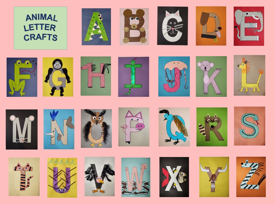 A-Z Animal Alphabet Letter Crafts for Classroom Print on Color Phonics ...