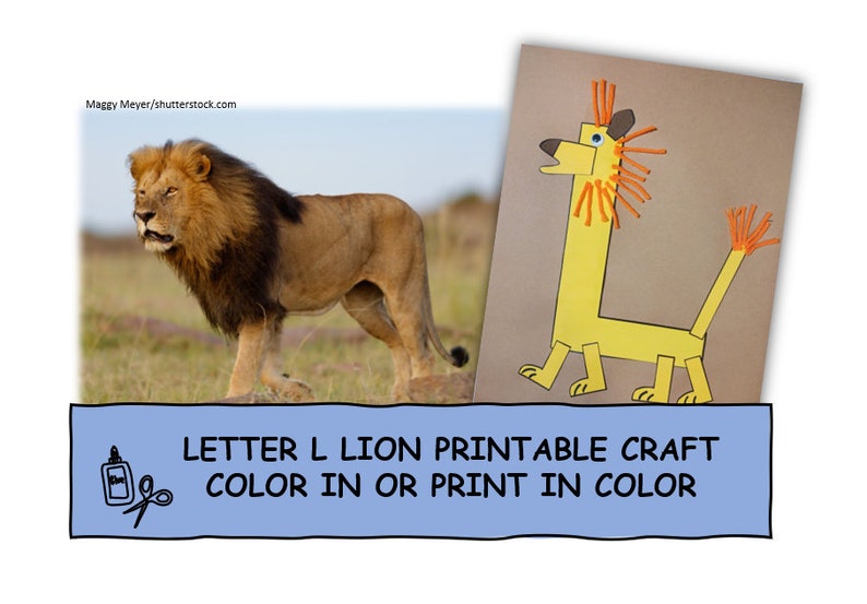 Letter L Lion Printable - Color in or Print in Color - Cut and Paste ...