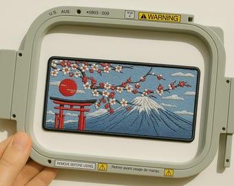 Diseños de bordado a máquina, Monte Fuji, Patrón de bordado, Archivos de bordado, Bordado de moda, Descarga digital