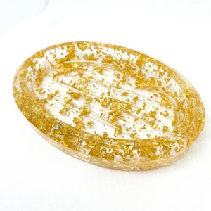 Resin soap dish gold flakes
