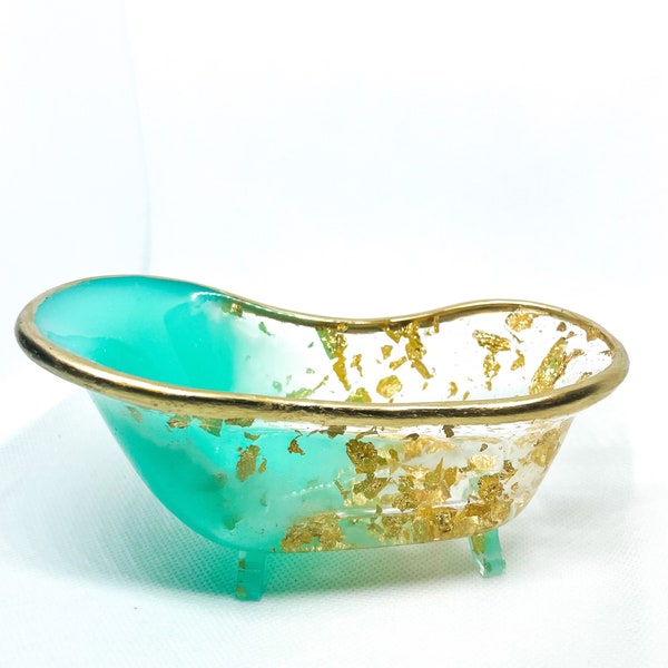 Teal / Gold bathtub soap dishes!
