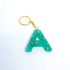 Teal and gold alphabet keychain!