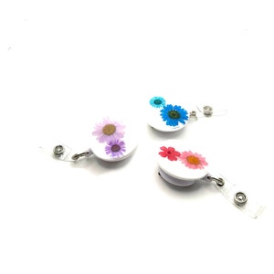 White Colorful Floral Badge Reel