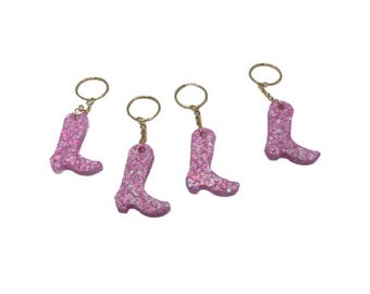 Pink cowboy boot keychain