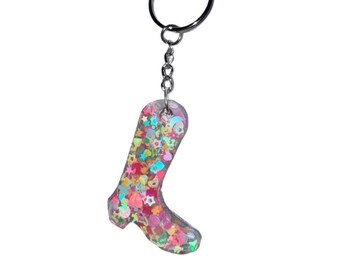 Festive Cowgirl Boot keychain