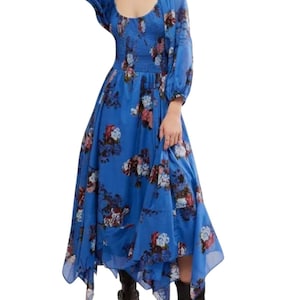 morning glory floral smocked long sleeve maxi dress Morning Glory Floral Smocked Long Sleeve Maxi Dress (Women)