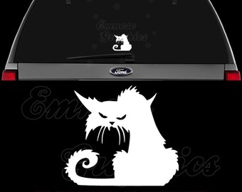 Angry Mean Alley Cat Kitten Decal Sticker For Car, Truck, Motorcycle, Windows, Bumper, Laptop, Helmet, Home Office Decor