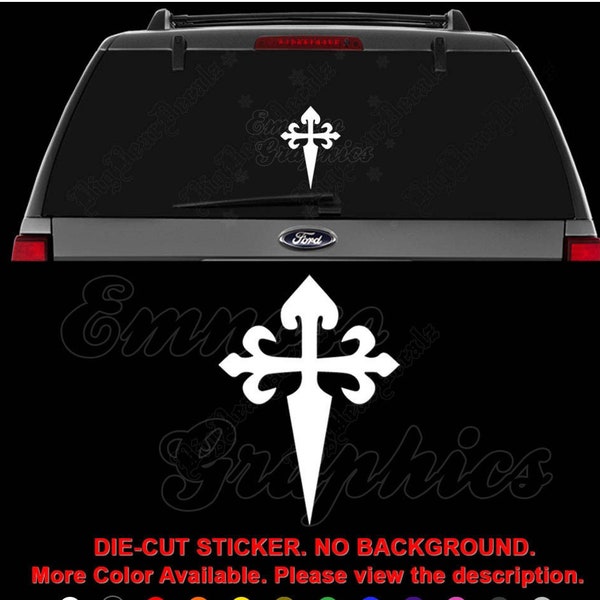 Saint James Santiago Cross Christian Decal Sticker For Car, Truck, Motorcycle, Windows, Bumper, Laptop, Helmet, Wall, Home Office Decor