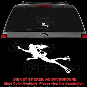 Scuba Diver Diving Girl Sea Ocean Decal Sticker For Car, Truck, Motorcycle, Windows, Bumper, Laptop, Helmet, Home Office Decor
