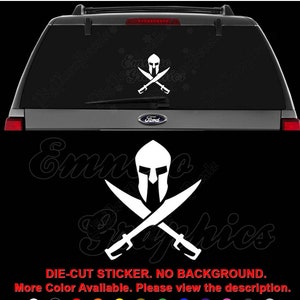 Crossed Spartan Swords Helmet Greek Decal Sticker For Car, Truck, Motorcycle, Windows, Bumper, Laptop, Helmet, Wall, Home Office Decor