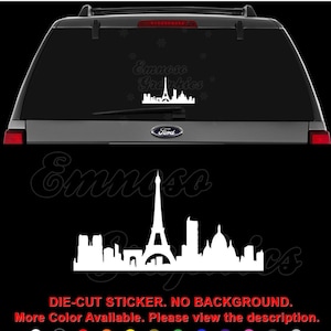 Paris City Skyline Eiffel Tower France Decal Sticker For Car, Truck, Motorcycle, Windows, Bumper, Laptop, Helmet, Home Office Decor