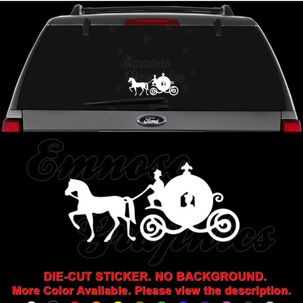 Cinderella Fairy Tale Horse Carriage Decal Sticker For Car, Truck, Motorcycle, Windows, Bumper, Laptop, Helmet, Home Office Decor